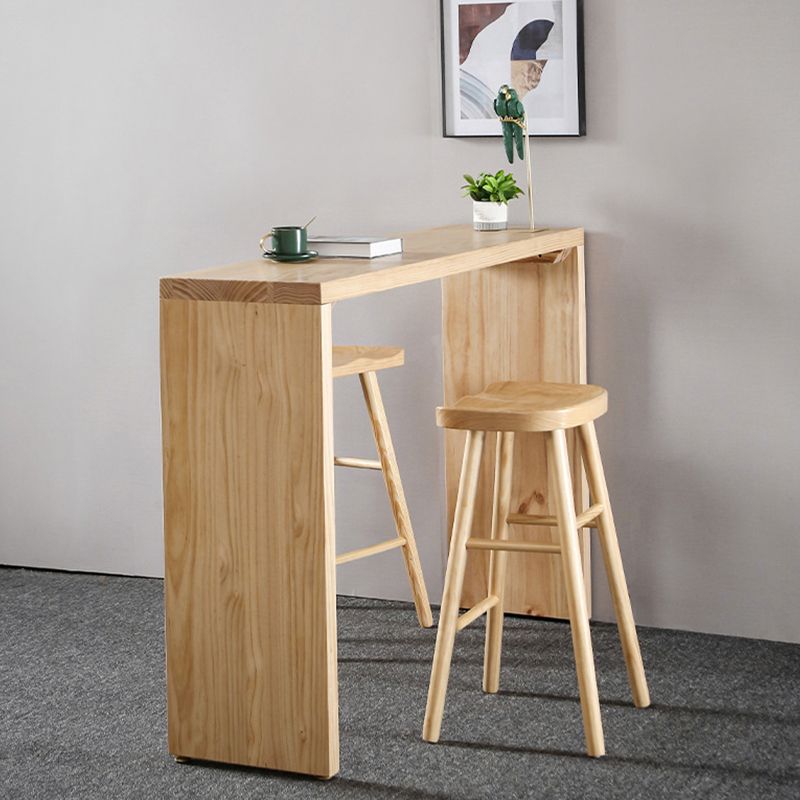 Modern Wood Bar Table Solid Wood Top Bistro Pub Table for Living Room
