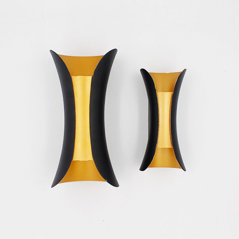 Curved Wall Light Lamp Sconce Modern Style Aluminum 2-Lights Black and Gold Wall Sconces