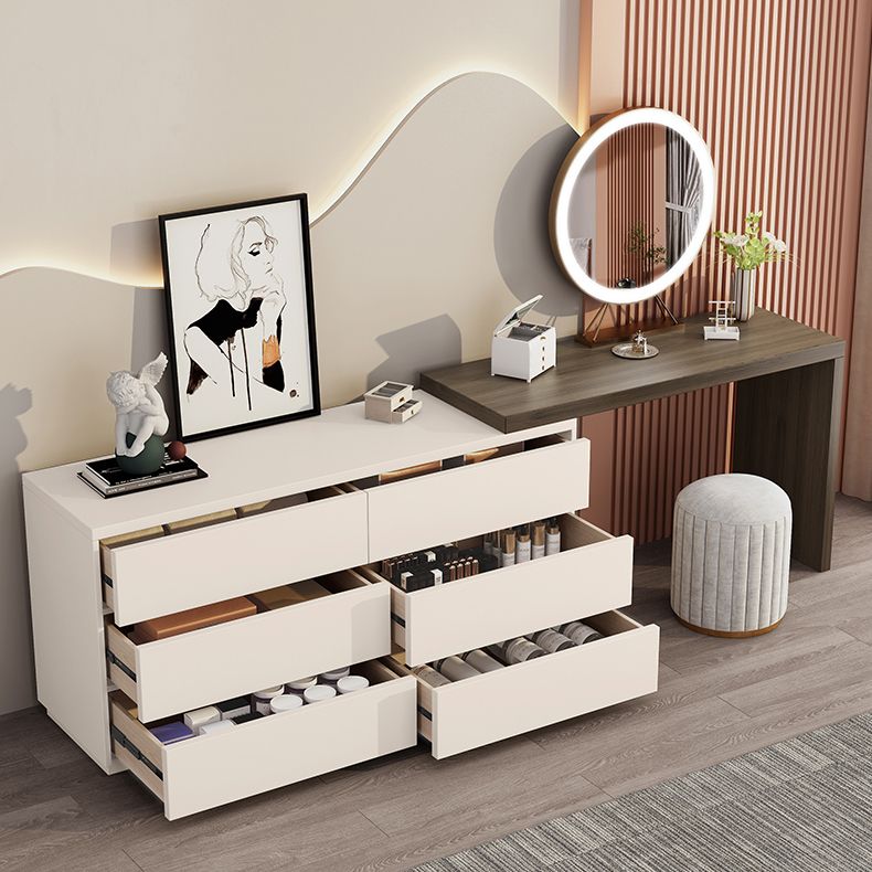 Bedroom Simple Make-up Vanity and Stool in White with Drawers