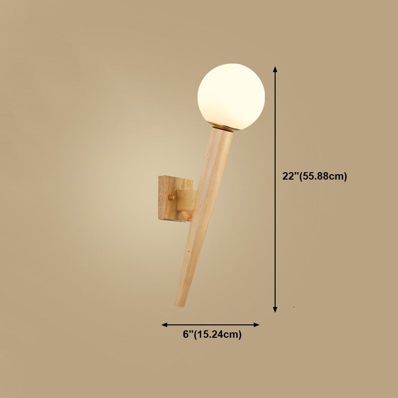Japanese Style Wood Wall Light Geometric Shape Wall Sconce Lamp Fixture for Bedroom