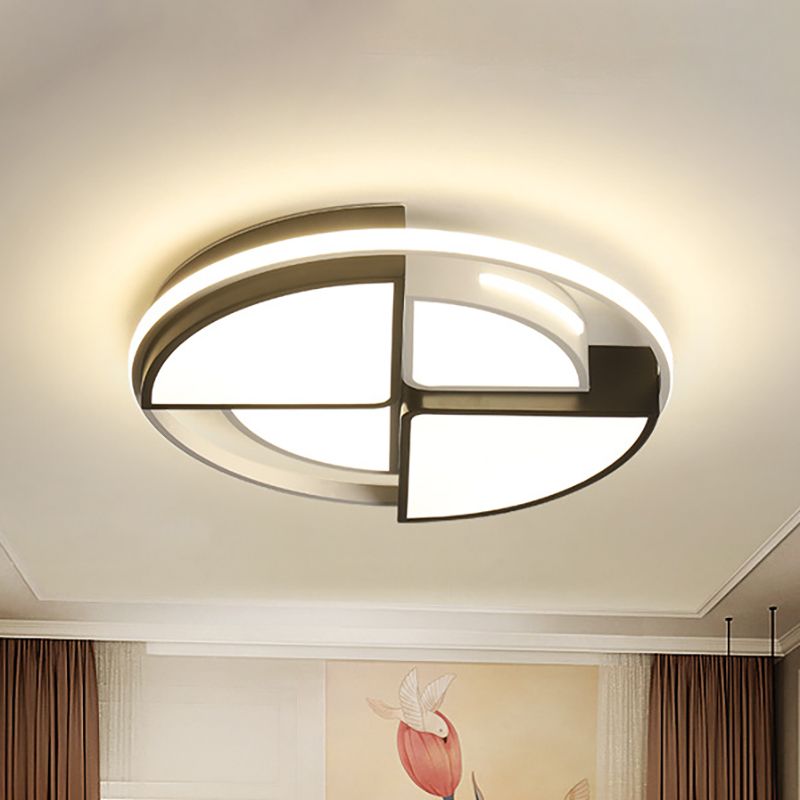 16"/19.5" W Fan Shape Led Flush Ceiling Light Modern Simple Close to Ceiling Light with Metal and Acrylic Shade