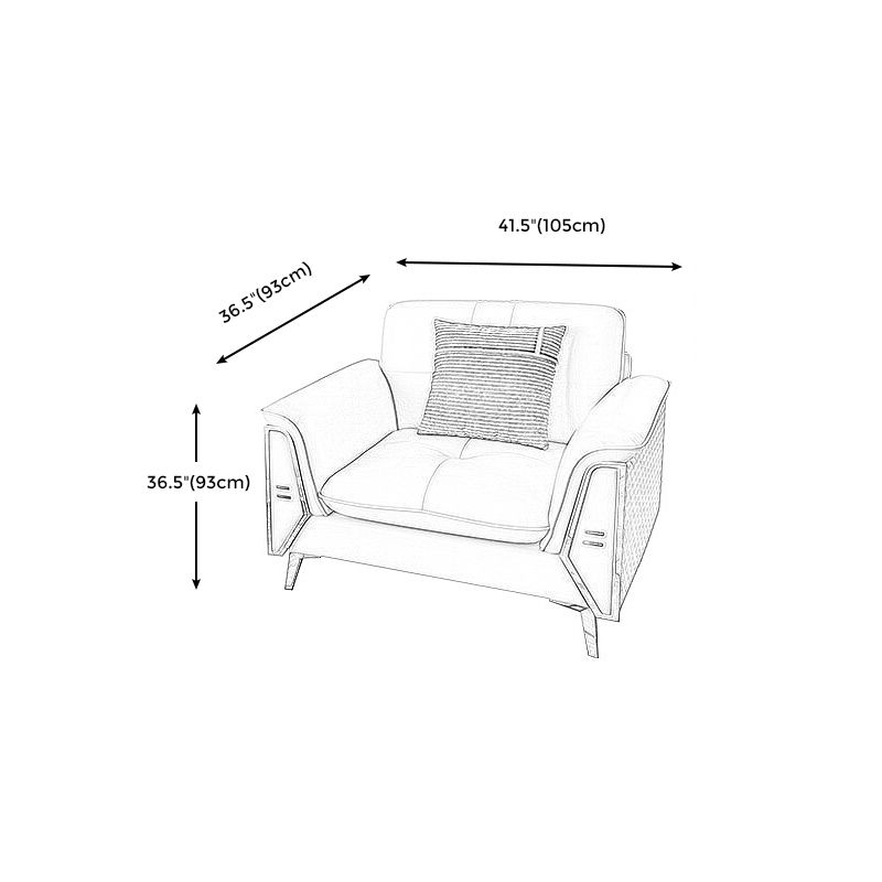 Contemporary Genuine Leather Cushions Sofa 36.61"High Pillow Top Arm Sofa,White