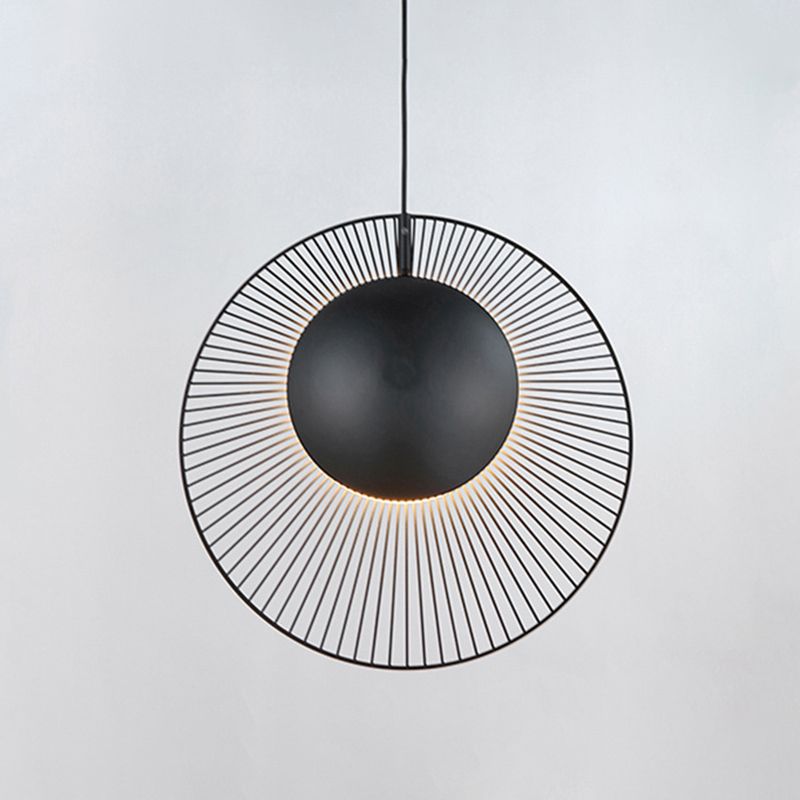 14 "/ 18" de large métal rond de large lumière suspendue 1 pendentif léger en noir pour salle à manger