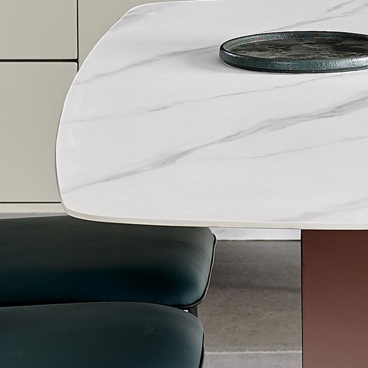 Mesa de comedor de lujo tradicional Rectángulo de piedra sinterizada con marco de oro rosa