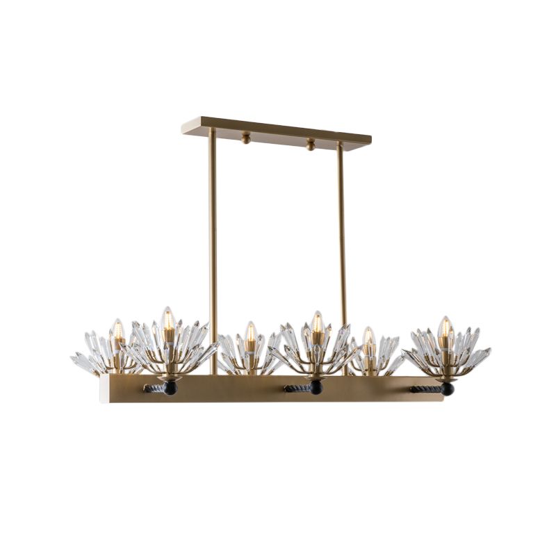 Black Sputnik Island Light Fixture Simple Cut Crystal 6 Bulbs Ceiling Pendant for Restaurant