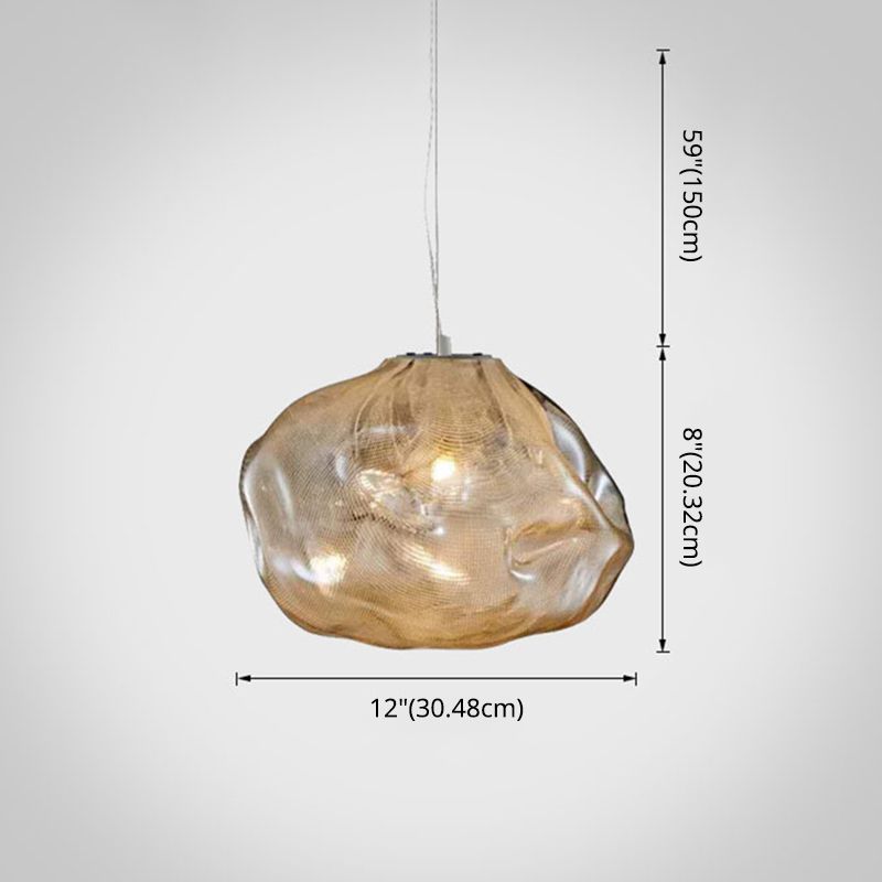 1 Light Bun Hanging Lights Post-Modern Lattice Glass Ceiling Fixture for Restaurant