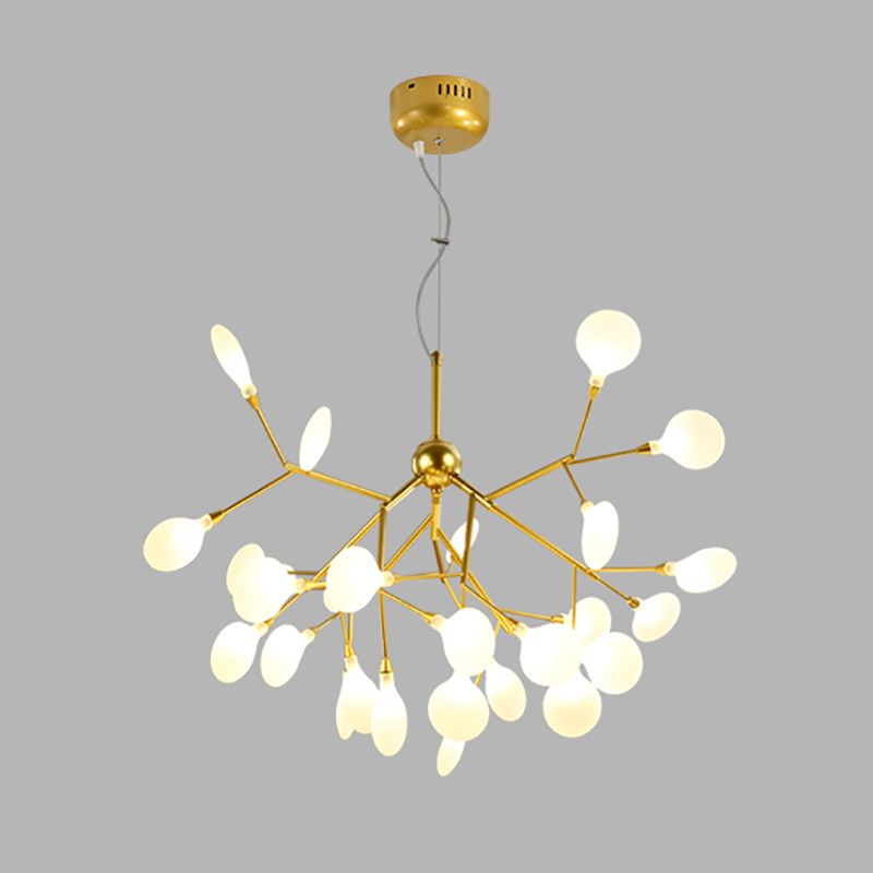 Branch Shape Chandelier Modern Fireflies Chandelier Lamp in Gold for Living Room