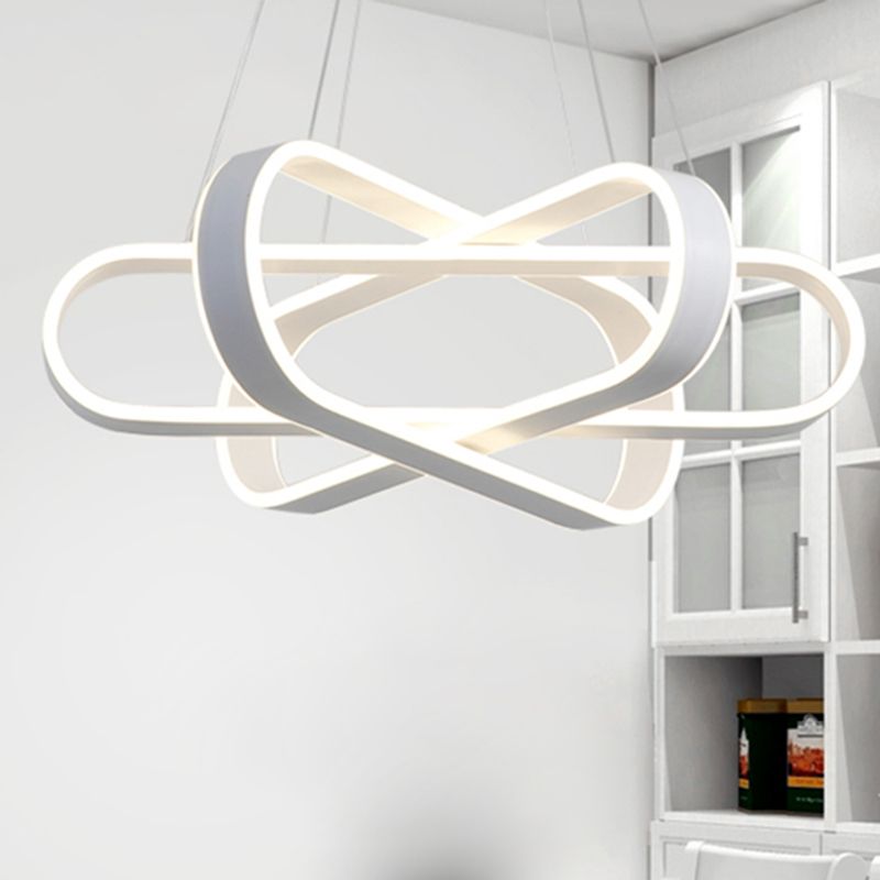 Ellipse Bedroom Chandelier Lamp Acrylic 1 Light Modern LED Ceiling Pendant in White