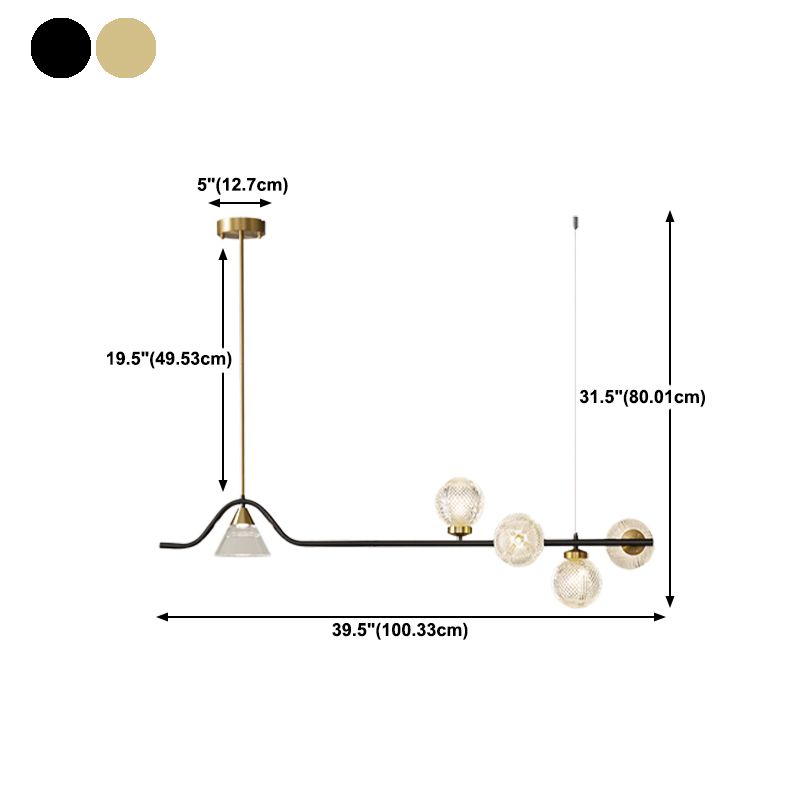 Black/Golden Kitchen Island Lighting Glass Ceiling Light for Living Room