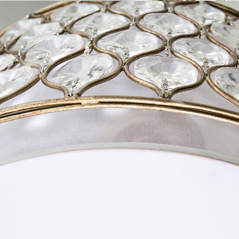 Marco de hierro de alambre de pollo Semi Flush Light Modern 3 Lights Lighting de techo de bronce con carcasa de cristal para corredor