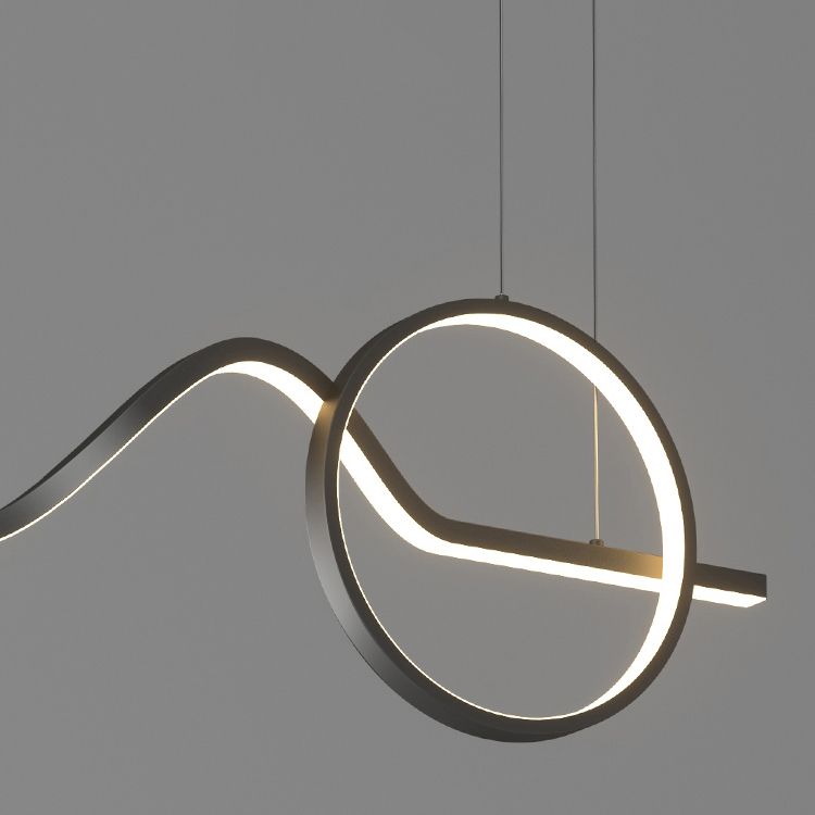 Modern Minimalist Style Linear Chandelier Lighting Fixtures Metal Island Ceiling Light