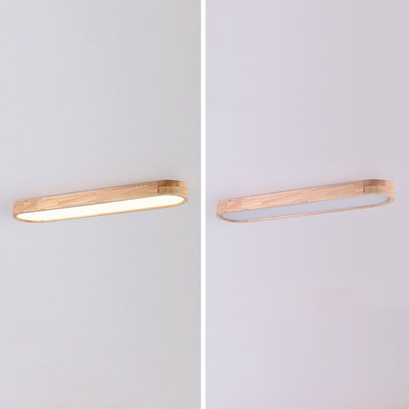Lámpara de techo ovalada de estilo Simple y moderno, luz LED de madera empotrada para sala de estar