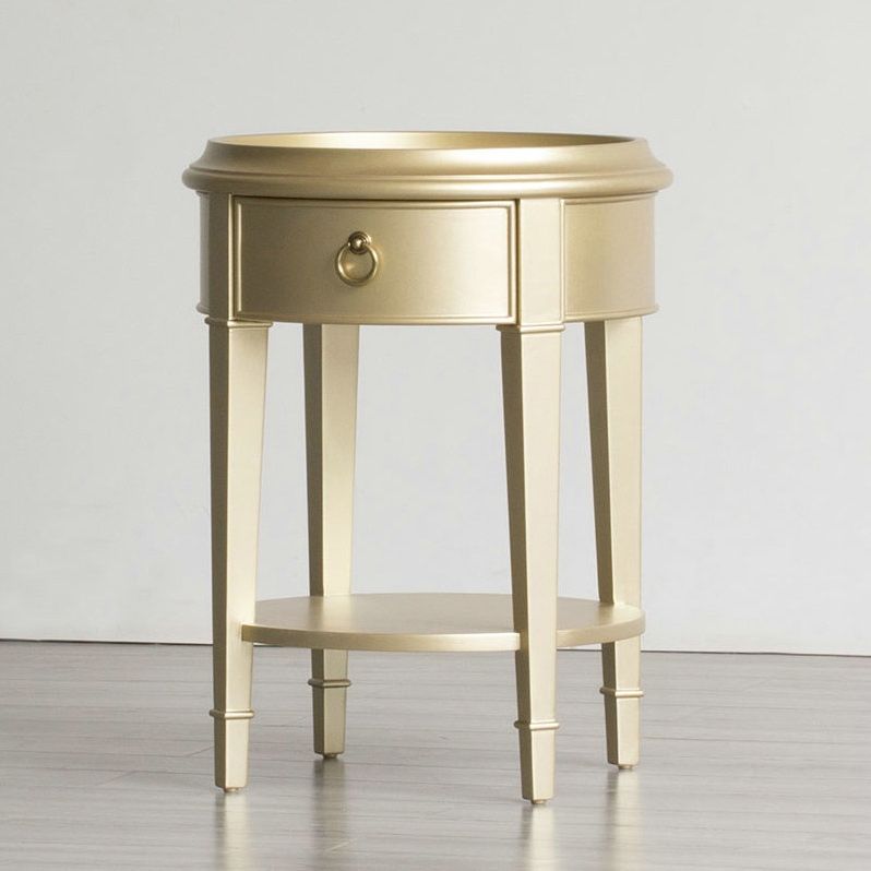 Nordic 25.6" Tall Solid Wood End Table Round Double Tier End Table