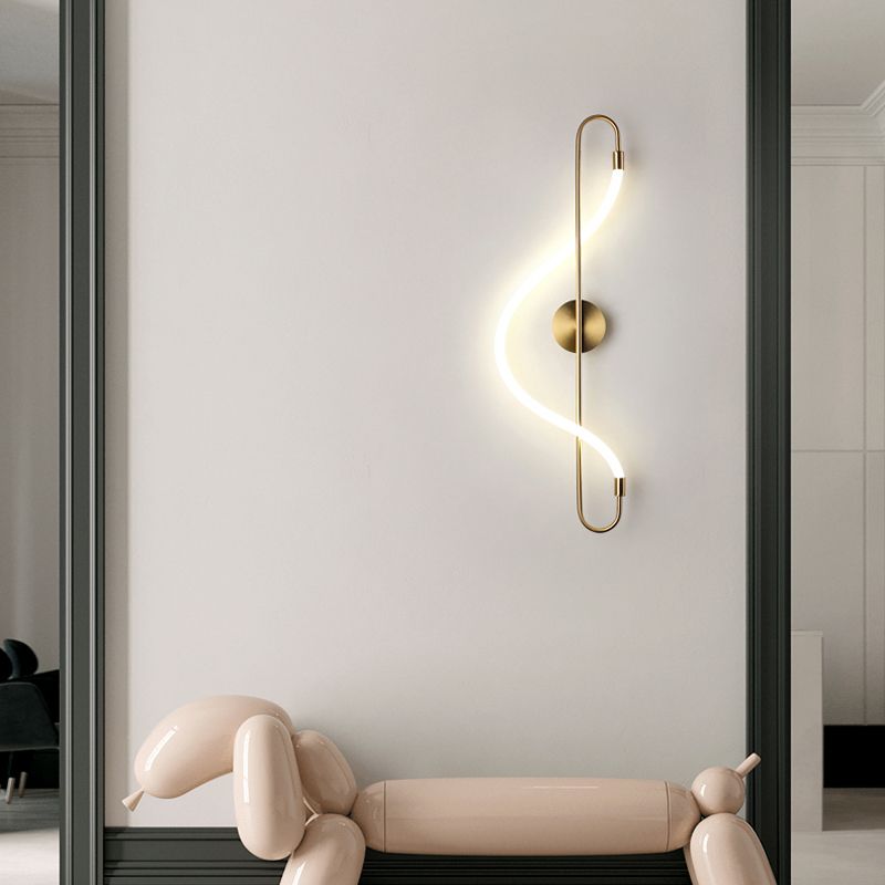 Modern Metal Wall Sconce Note Shape Wall Light with Silicone Shade for Bedroom