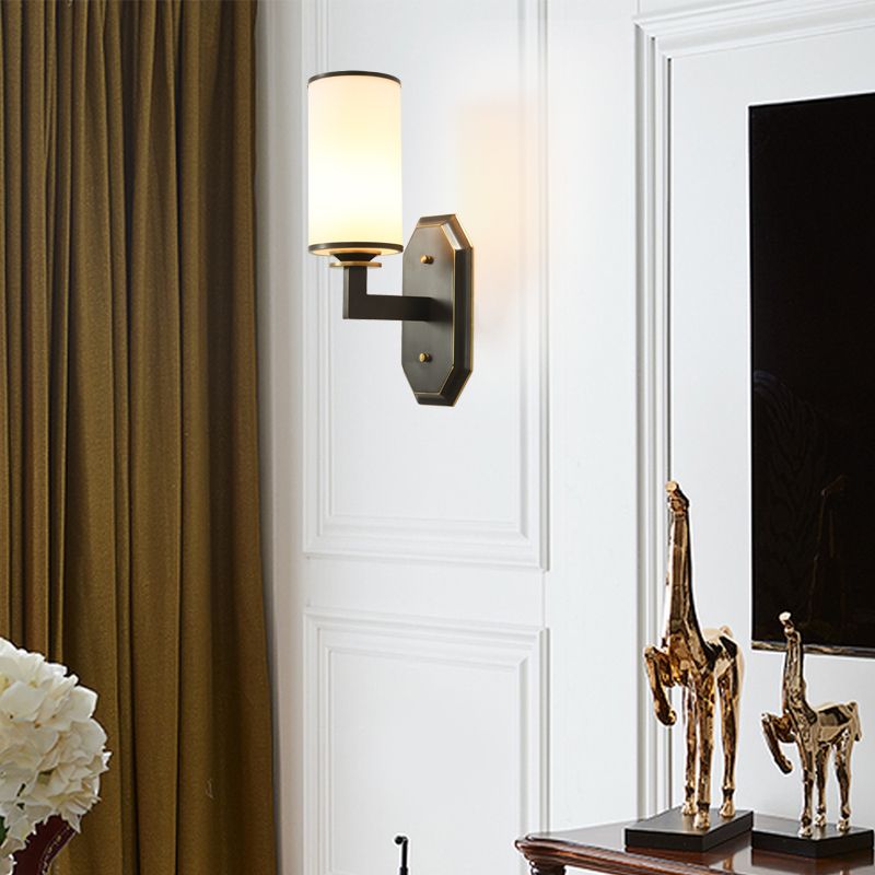 Cylinder Shape Glass Vanity Lamp Modern Style 1/2 Light Vanity Light Fixture