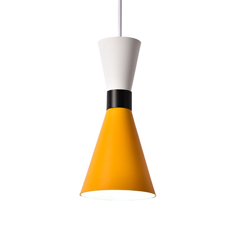 Hourglass Ceiling Pendant Light Contemporary Nordic Style Metal 1 Bulb Grey/Red/Yellow Hanging Lamp for Living Room