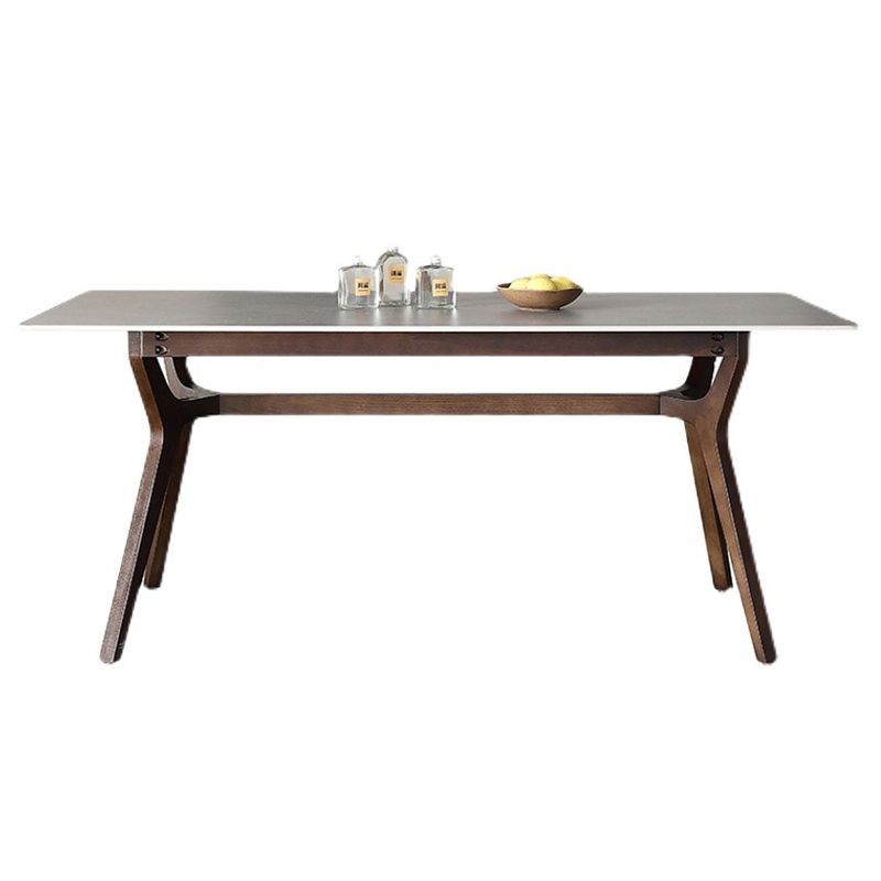 Mesa de comedor rectangular moderna de mediados de siglo Mesa de piedra sinterizada gris