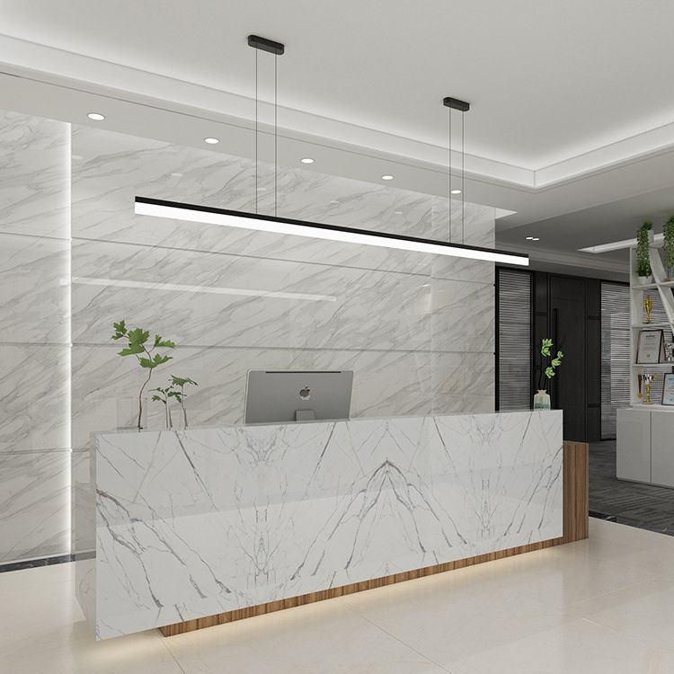 Linear Metal LED Island Light Fixture Modern Ceiling Pendant Light for Office