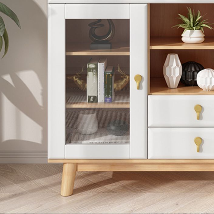 3 - Drawer Rubberwood Accent Cabinet 43.3" Tall 1 - Door Chest