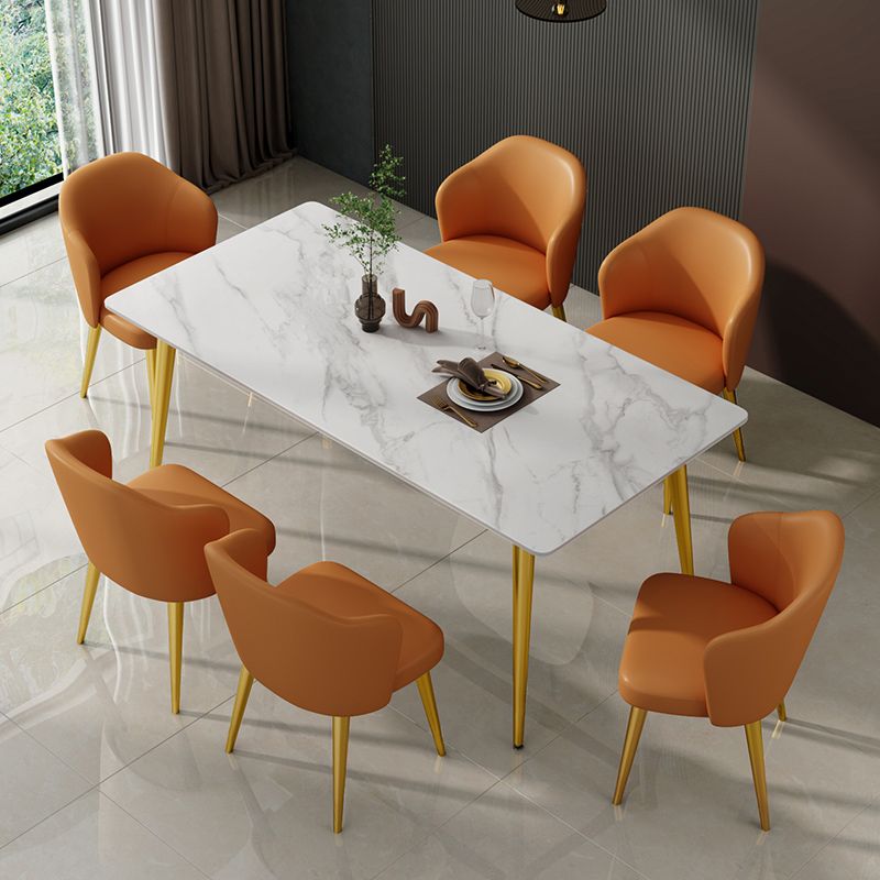 Glam Sintered Stone Küche Esstisch Weißer Küche Esstisch mit 4 Beinen Basis