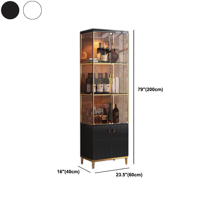 Luxury Stainless Steel Curio Cabinet Black/ White Display Stand with Glass Doors