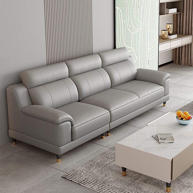 Light-grey Contemporary Sofa Genuine Leather Living Room Sofa & Chaise