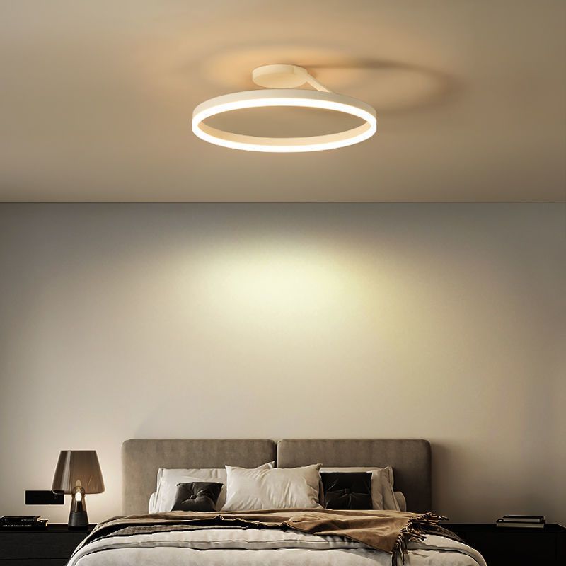 Minimalisme Cirkel LED-plafondlamp Eigentijdse stijl Acryl Semi-inbouwlamp voor slaapkamer-eetkamer