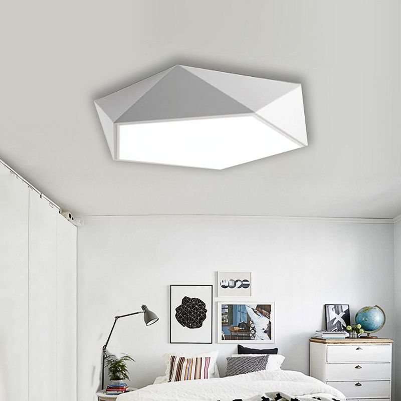 16.5"/20.5"/24.5" Wide Geometric Metal Flush Mount Lighting Modern Led White/Black Flush Mount Ceiling Fixture