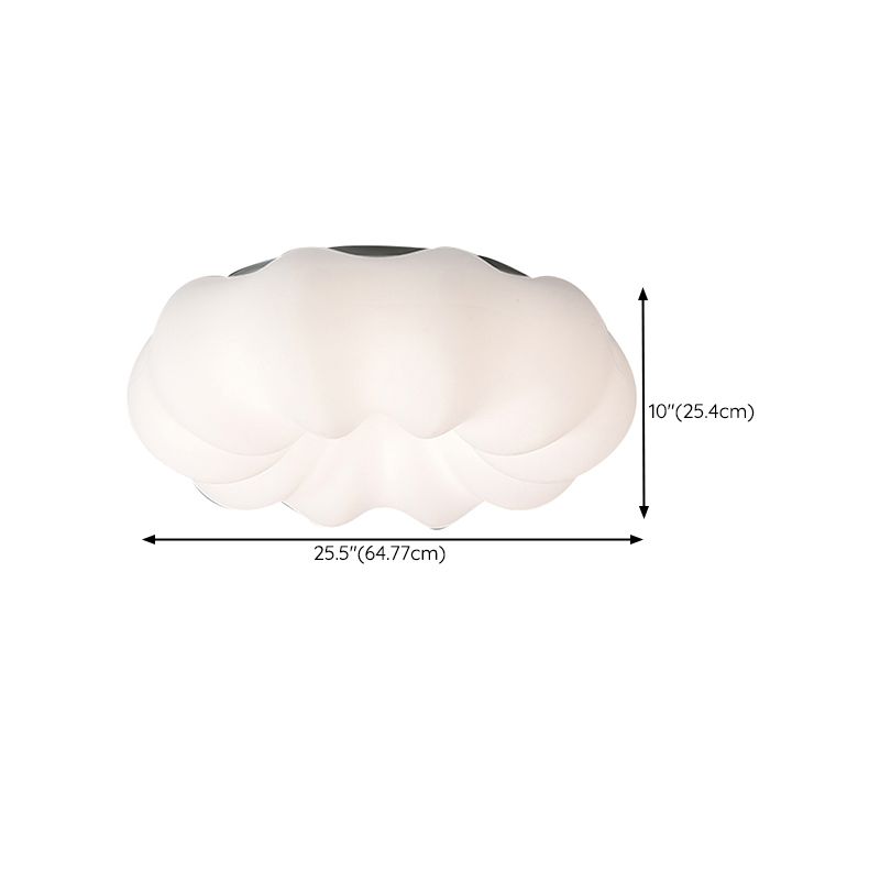 Modern Metal Flush Mount Pumpkin Shape Ceiling Light with Plastic Shade for Living Room