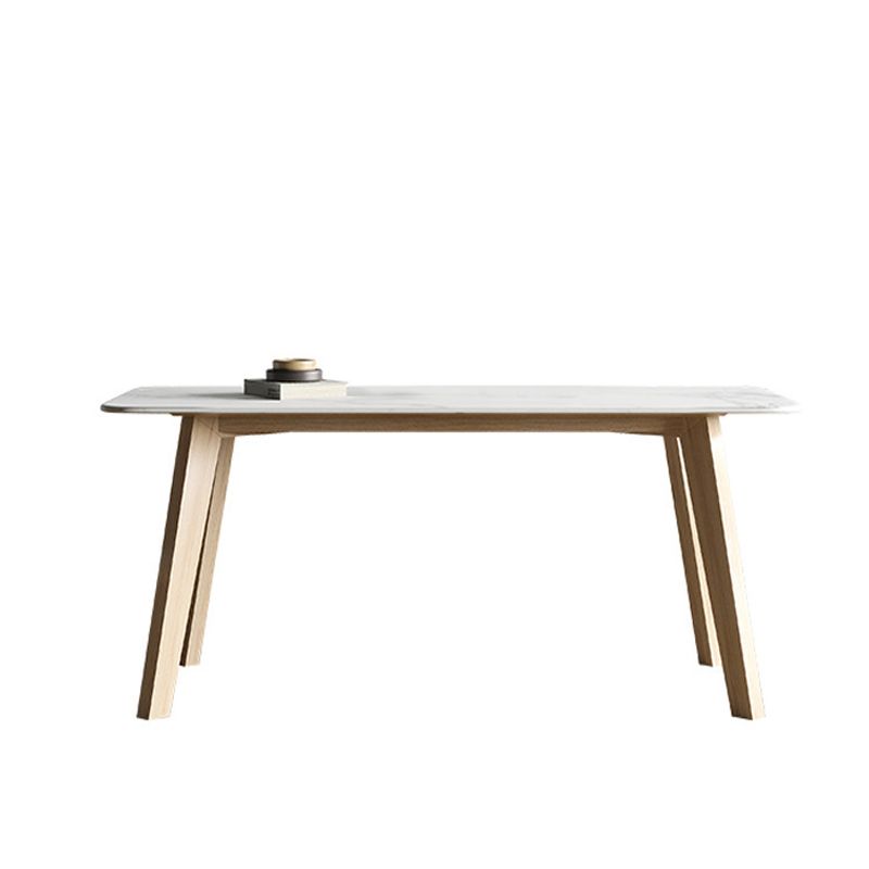 White Stone Top Table for Home Mid-Century Modern Dining Table