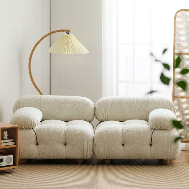 Contemporary Biscuit Back Sofa 26.38"High Velvet Couch for Living Room,White