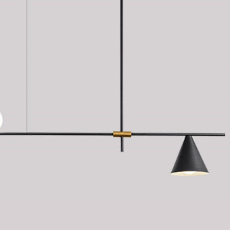 Multi - Light Kitchen Island Fixture Modern Iron and Glass Ceiling Pendant in Black / Gold