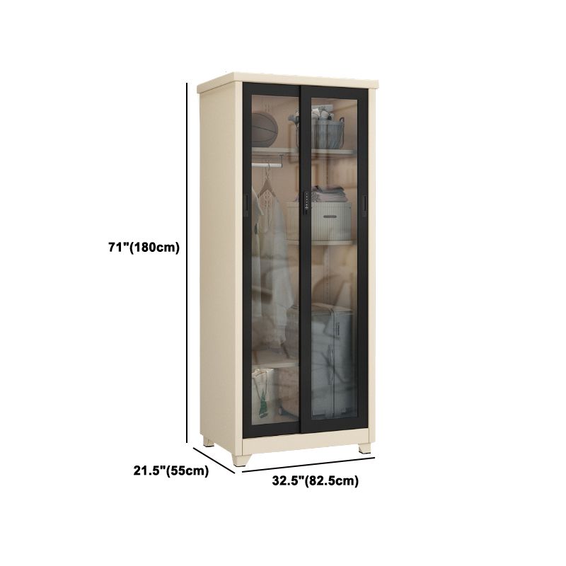 Contemporary Style 1-Door Wardrobe Glass Wardrobe Closet with Shelves