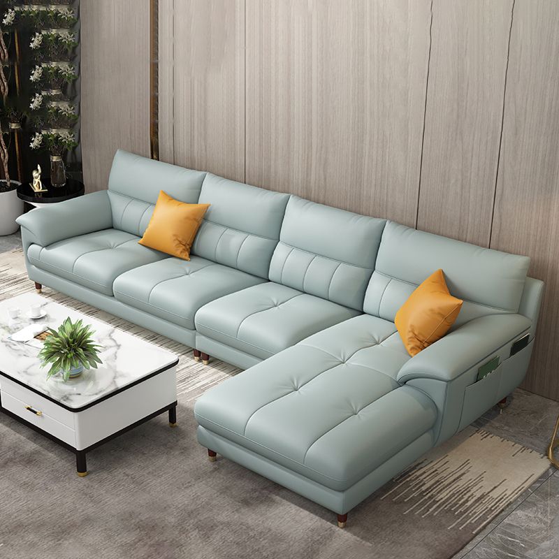 Contemporary Genuine Leather Stain-Resistant Sectional Couch with Storage