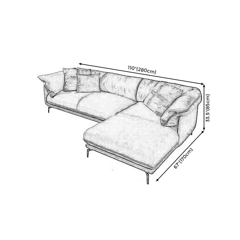 Brown Leather/Faux Leather Sectional Pillow Top Arm for Living Room