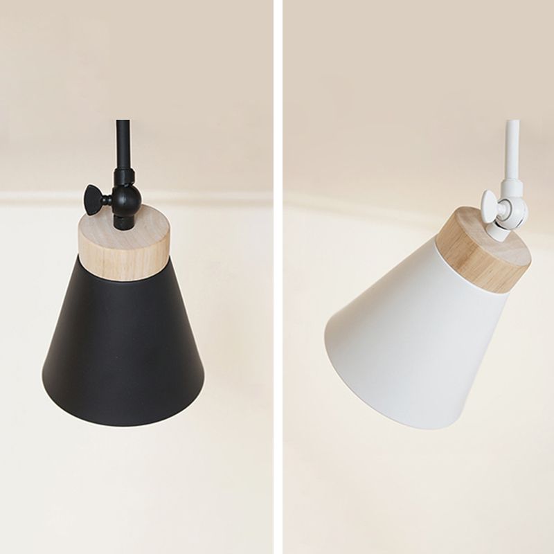 Nordic Modern Ceiling Track Lighting Cone Shaped Shade Solid Wood Spotlight for Living Room Background Wall and Clothing Store
