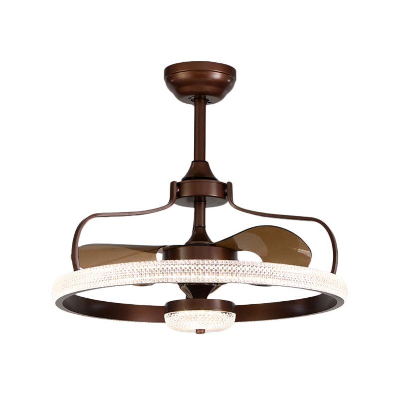 Anello moderno a 3 lame a ventola del soffitto Light Setting Crystal LED camera da letto semifulò l'illuminazione a montaggio, largo 23,5 "