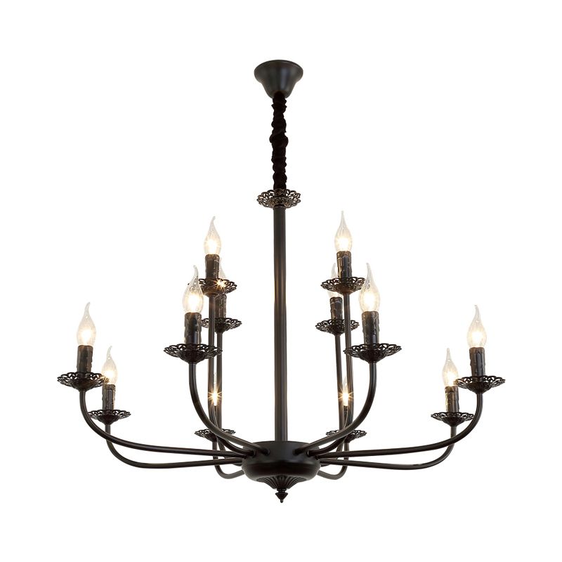9 luci a sospensione Light Candele classico Candele il lampadario appeso in nero per soggiorno