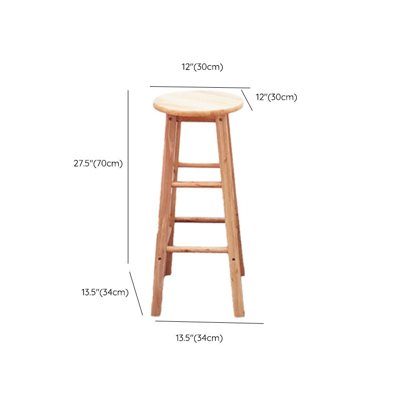 Modern Armless Wooden Counter Stool Oak Wood High Stool with 4 Legs