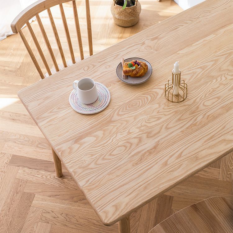Mesa de comedor de madera rectangular en la naturaleza Mesa de madera de ceniza moderna con 4 patas