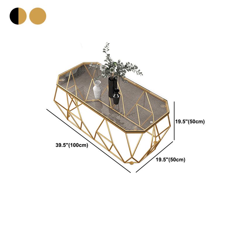 Modern Frame Cocktail Table Rectangular Glass Top Coffee Table for Living Room