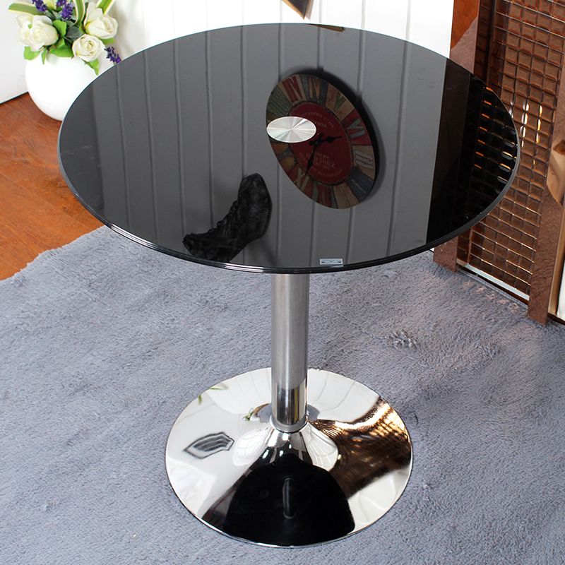 Round Tulip Base Contemporary Dining Table Three-Color Fixed Table of Glass