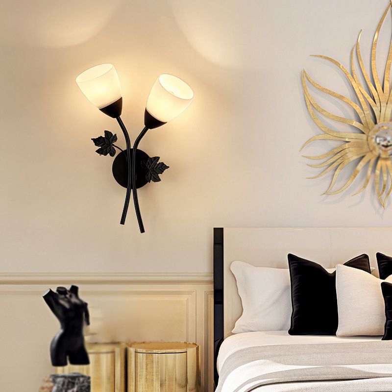 Contemporary Wall Sconce Flower Sconce Lighting with Glass for Bedroom