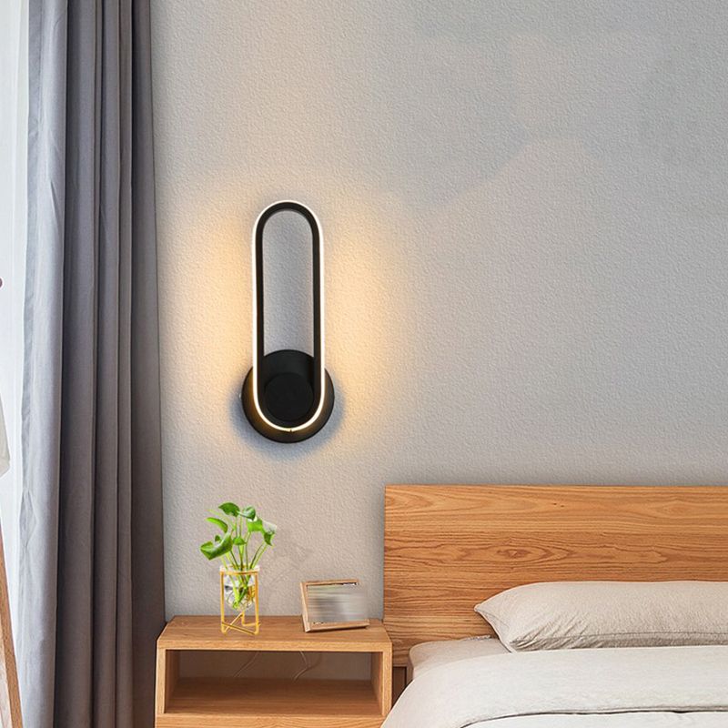Forma ovalada de pared de metal estilo moderno 1 luz de montaje de pared ligera
