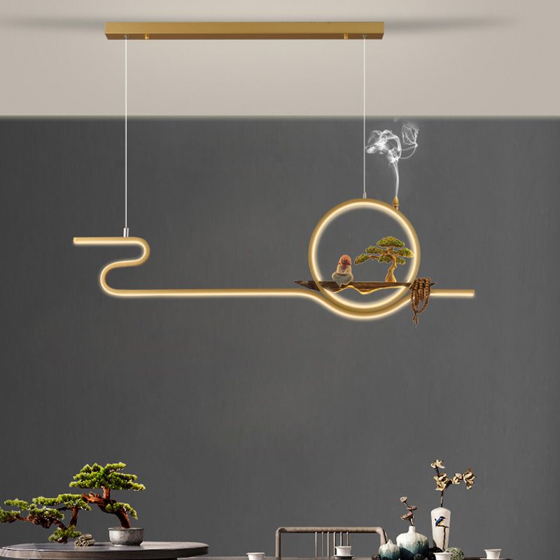 Accesorios de iluminación de isla lineal contemporánea metal de metal de 2 luces de iluminación