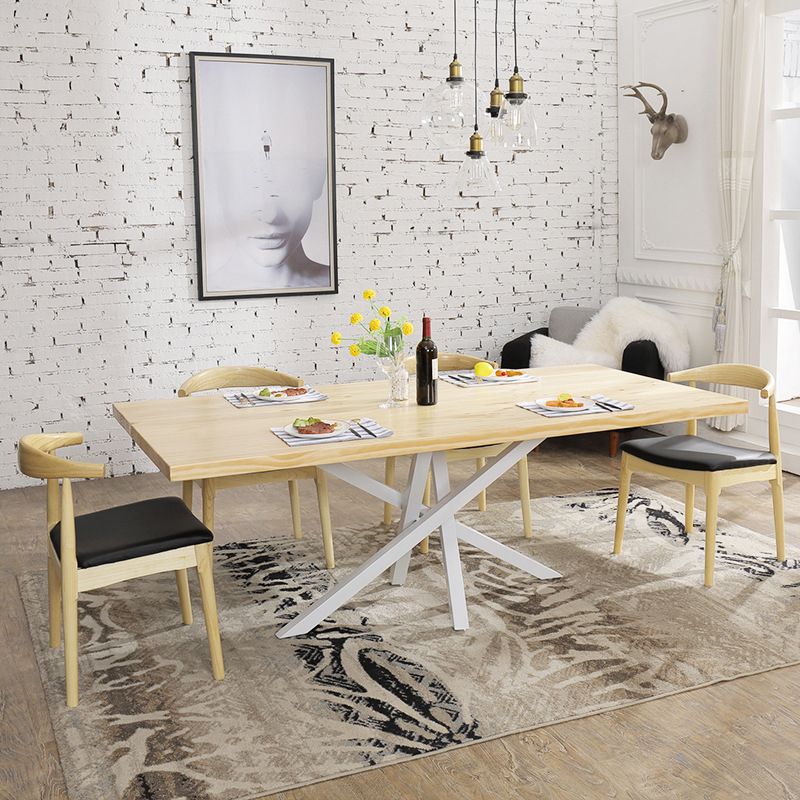 Contemporary 1/2/5 Pieces Furniture Rectangle Solid Wood Dining Set in Natural