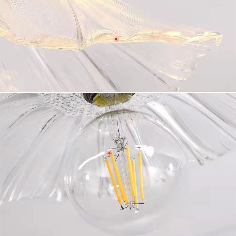 Lotus Leaf Hanging Pendant Light Industrial Pendant Lights with Glass Shade