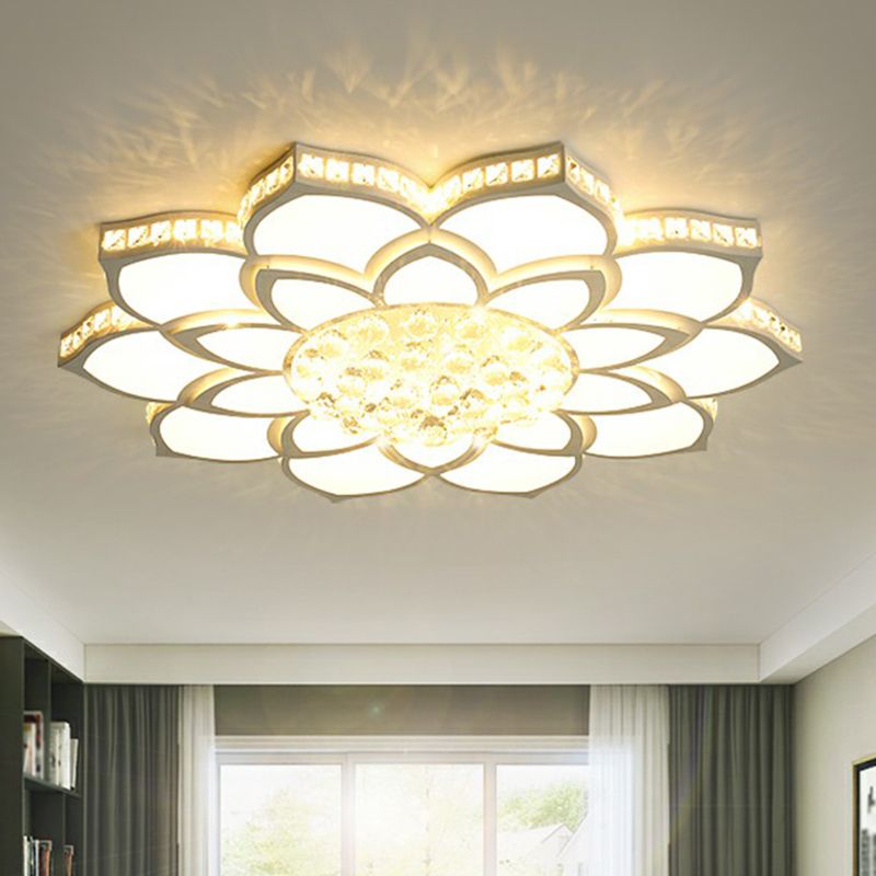 Minimalist Floral Flush Plafond Licht Acryl Slaapkamer LED Flush Mounted Armatuur met Clear Crystal Accenten