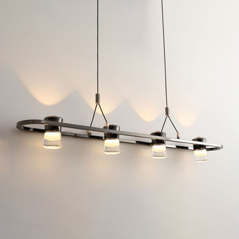 Modern Hanging Light Metal Island Light Fixture in Black for Dining Room
