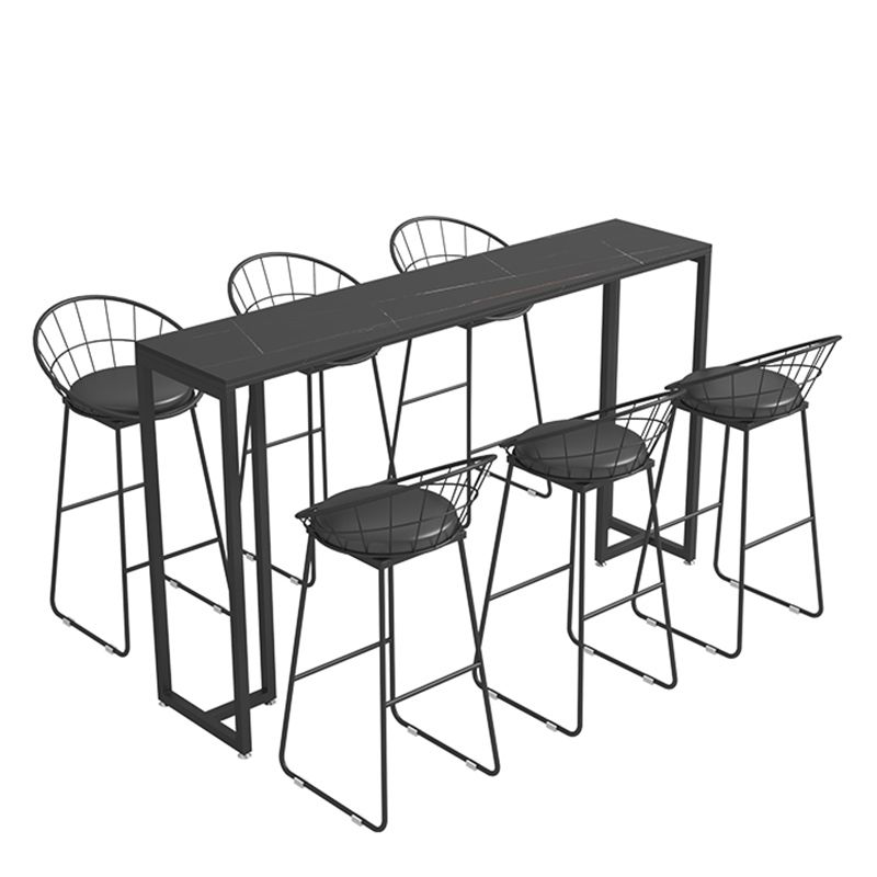 Modern Sintered Stone Bistro Bar Table Rectangle Bar Table for Dining Room